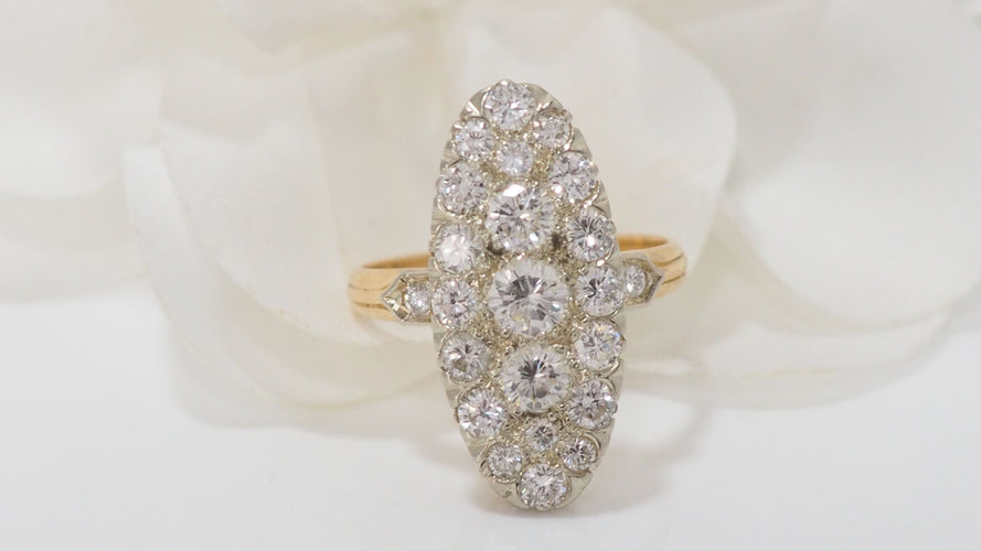 Bague 53.5 Bague marquise en or bicolore et diamants 58 Facettes 32032