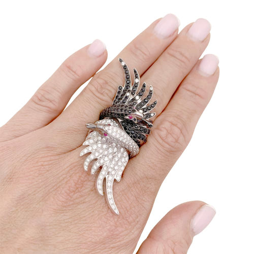 Bague 51 Bague Boucheron, "Animaux de Collection : "Cypris, le Cygne", or blanc, saphirs, diamants, rubis. 58 Facettes 34866