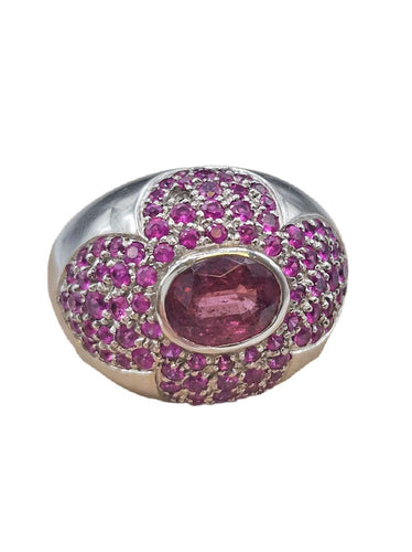 Bague 56 Bague cocktail tourmaline et rubis ronds 58 Facettes