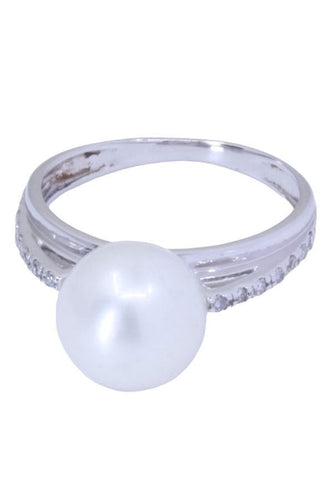 Bague 48 BAGUE PERLE ET DIAMANTS 58 Facettes 086031