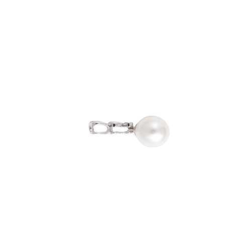 Pendentif PENDENTIF OR BLANC PERLE DIAMANT 58 Facettes