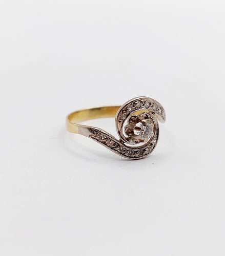 Bague 53.5 Bague tourbillon or jaune, platine et diamants (circa 1920) 58 Facettes A06335