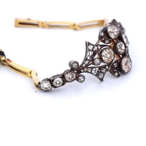 Bracelet Bracelet ancien en or rose et argent avec diamants 58 Facettes