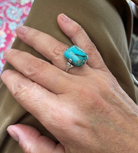 Bague 52 Bague turquoise et or blanc 58 Facettes
