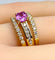 Bague 53 Bague jonc bandeau or jaune, saphir rose, diamants. 58 Facettes AB631
