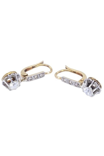 Boucles d'oreilles DORMEUSES DIAMANTS ART NOUVEAU 58 Facettes 087741