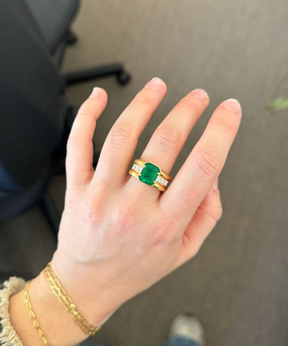 Bague 51 Bague émeraude et diamant de Zambie de 6,65 carats 58 Facettes