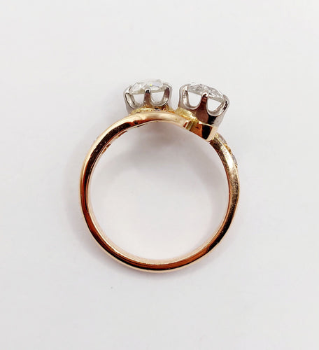 Bague 51 Bague toi et moi antique en or rose 18k et diamants taille roses 58 Facettes A06333