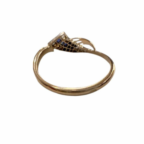 56 bague design en or et platine avec diamants et saphirs 58 Facettes A700