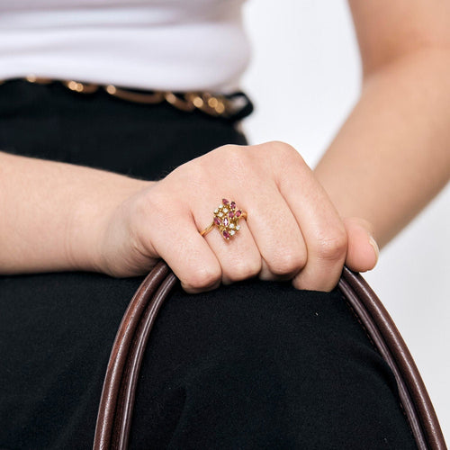 Bague 56 Bague or jaune, rubis et diamants 58 Facettes PAL32242