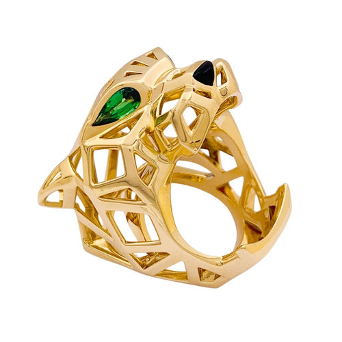 Bague 53 Bague Cartier, "Panthère de Cartier", or jaune, tsavorites, onyx. 58 Facettes 34839