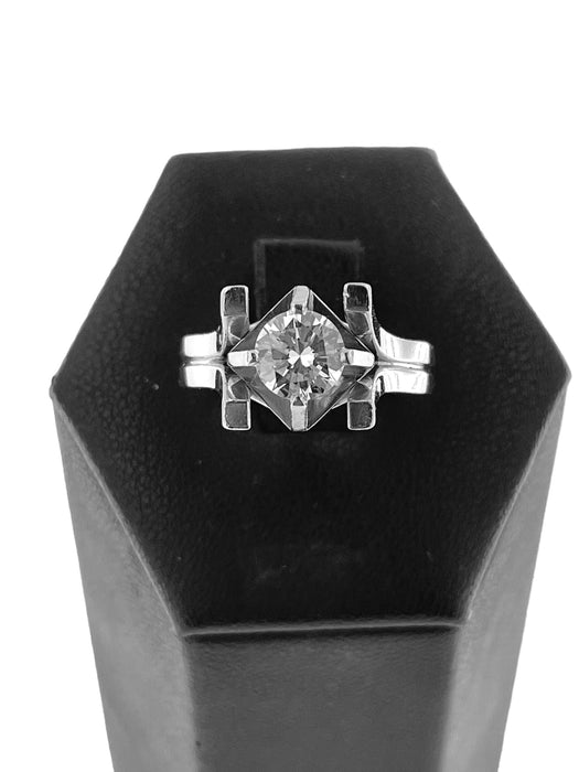 Bague 50.5 Bague solitaire certifiée HRD en palladium et diamant 58 Facettes