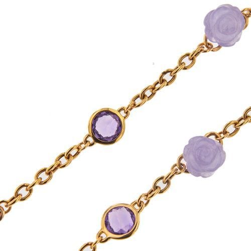 Collier Collier avec perles, améthystes et jade lavande 58 Facettes 32958