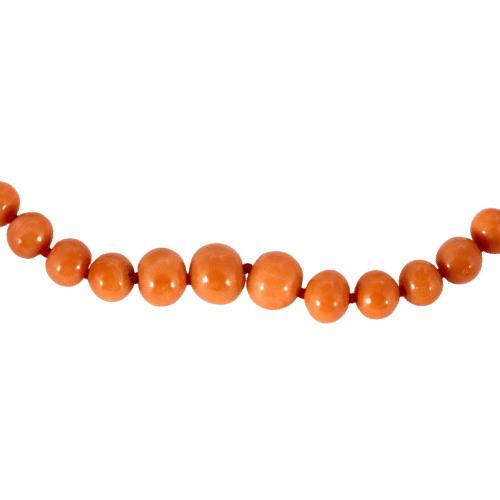 Antik halskæde i gult guld med koralperler