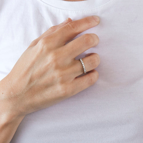 Bague 48 Alliance or blanc diamants 58 Facettes LP594