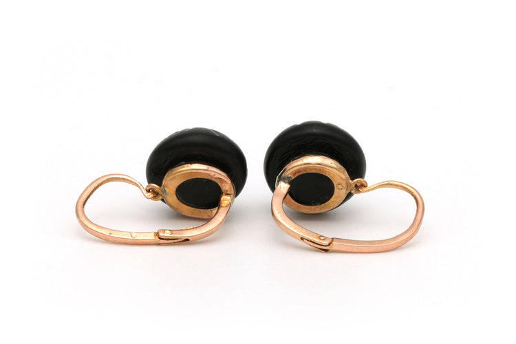 Boucles d'oreilles Boucles d'oreilles Napoléon III en or rose serties de jais 58 Facettes B307