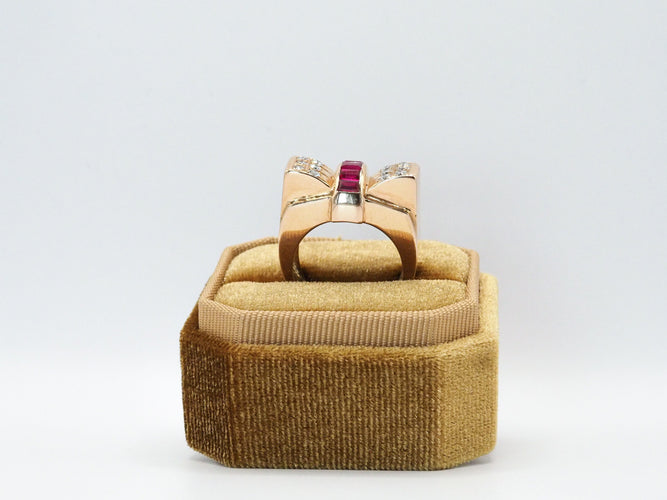 Bague 55 Bague Tank or jaune rubis diamants 58 Facettes 5007