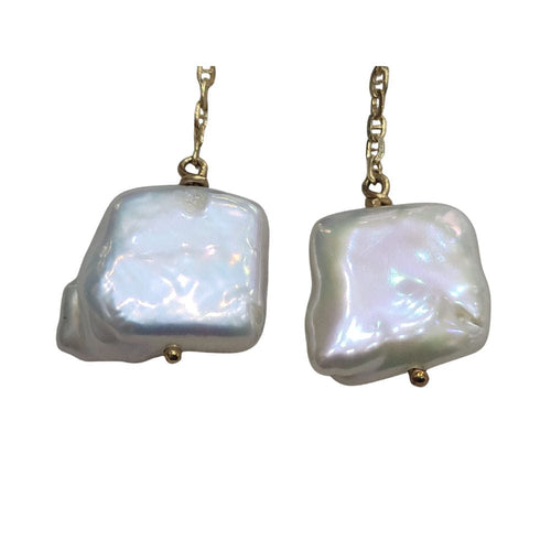 Boucles d'oreilles Pendientes démontables en or jaune 18k, perles et onyx 58 Facettes T224