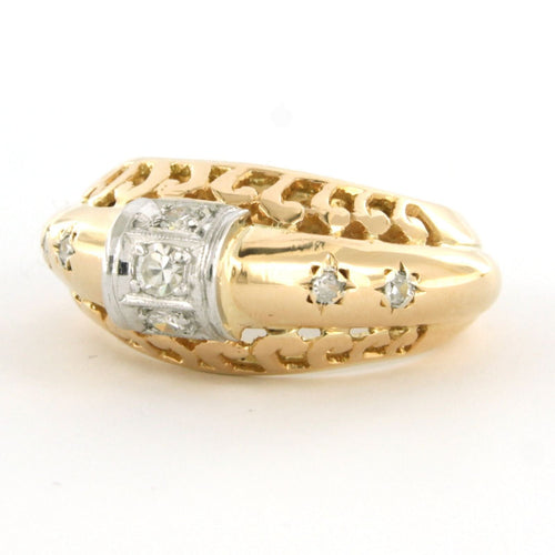 Bague 55 Bague rétro en or et platine avec diamant taille simple jusqu'à 0,35 ct 58 Facettes