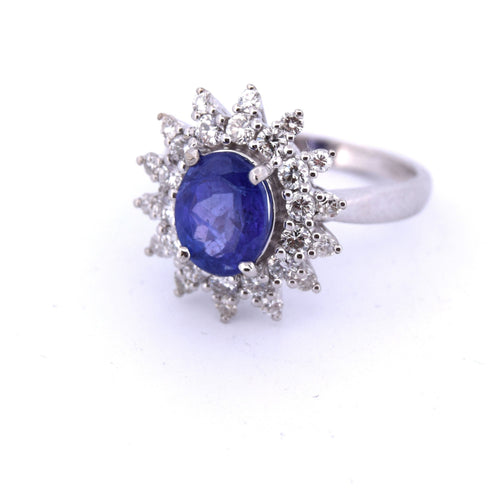 Bague 55 Bague en or blanc avec tanzanite et diamants 58 Facettes