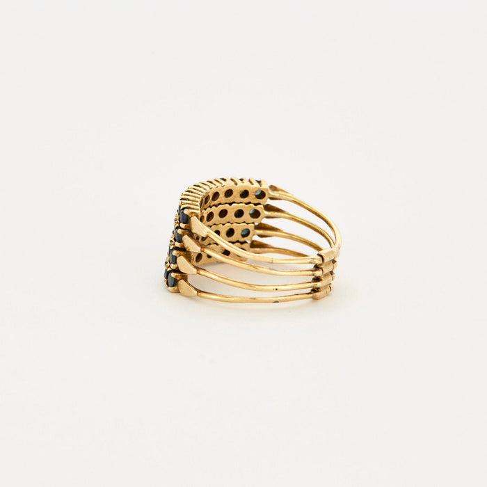 Ring met meerdere ringen van goud en saffier