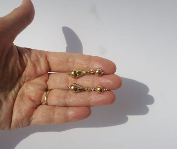 Boucles d'oreilles Boucles d’oreilles dormeuses pendantes deux ors XIXe 58 Facettes