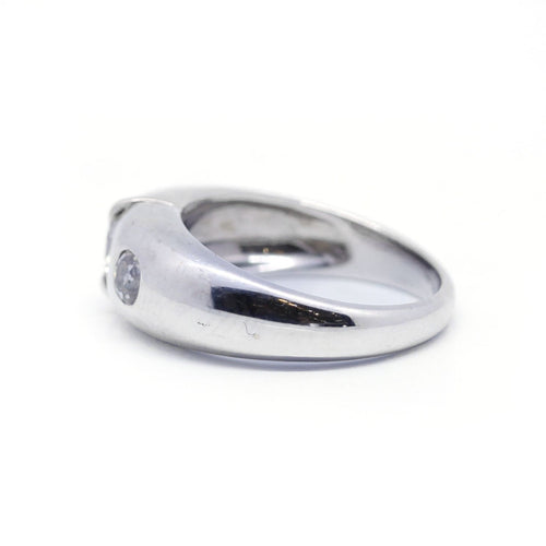 Bague 53 Bague jonc or blanc et diamants 58 Facettes 160163R