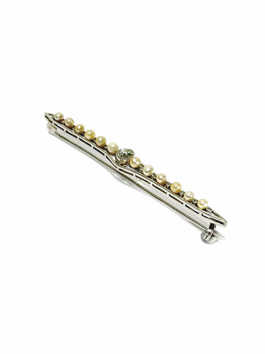 Broche Broche en Or Blanc, Diamants et Perles 58 Facettes