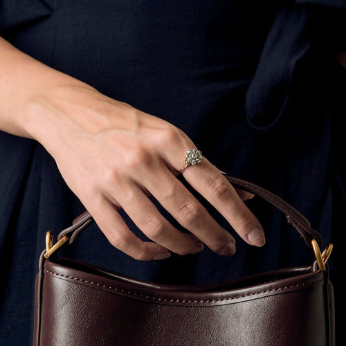 Bague 51 Bague en Or rose et argent et diamants de taille ancienne 58 Facettes MEA4861