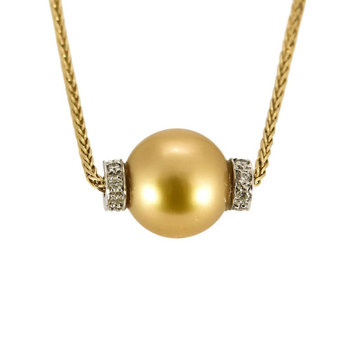 Collier Collier en or jaune, or blanc, perle Gold de culture des mers du sud et diamants 58 Facettes REU1088