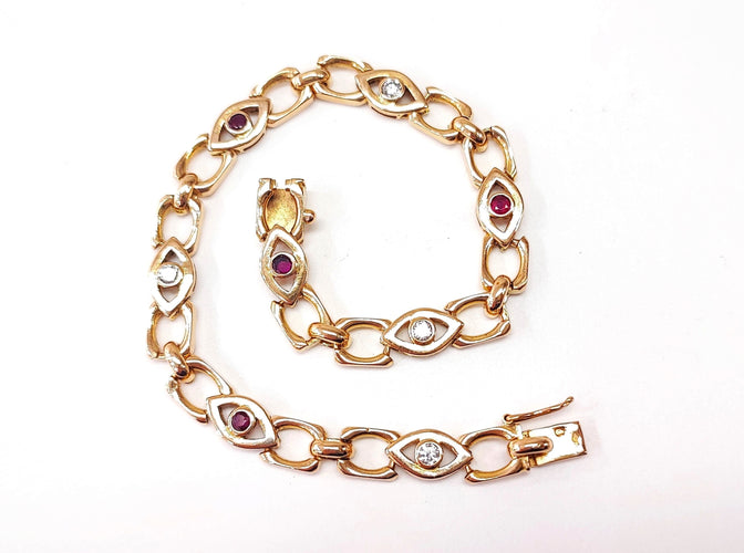 Bracelet Bracelet or rose diamants et rubis 58 Facettes Brac.rub.dt-1480