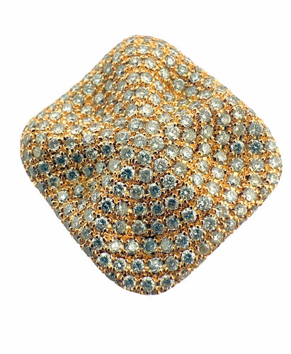 Bague 54 Bague en or rose 18 carats pavage de diamants 58 Facettes