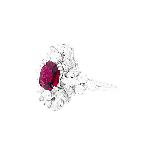 Bague 56 Bague jupe or blanc rubis 1,57 cts et diamants. 58 Facettes 34789