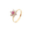 Bague 54 Bague rosace en or jaune avec diamants et rubis 58 Facettes 3892