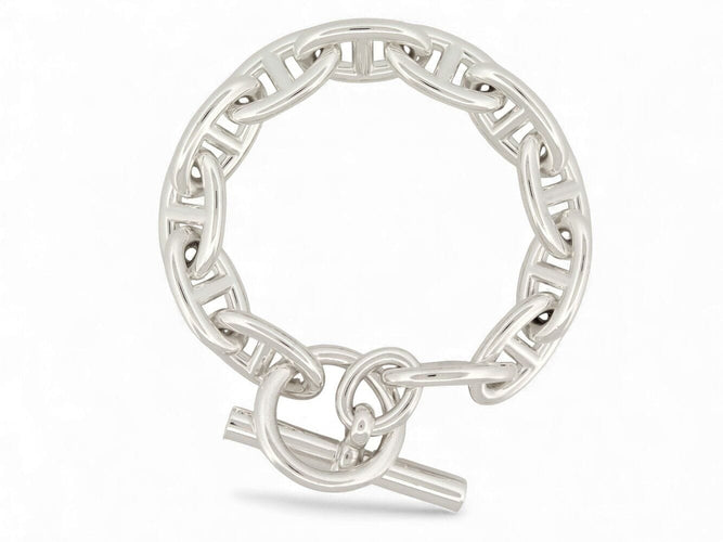 bracelet HERMES chaine d'ancre gm h101672b 12 maillons argent 70gr