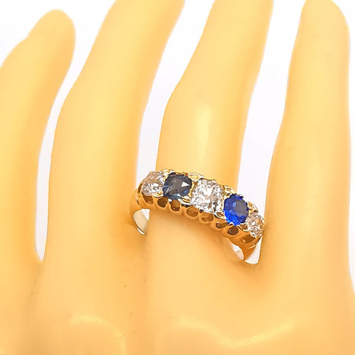 Bague 55 Bague ancienne or diamants et saphirs 58 Facettes
