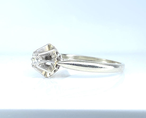 Bague 54 Bague solitaire or blanc et platine, diamant 0,10 carat 58 Facettes AB622