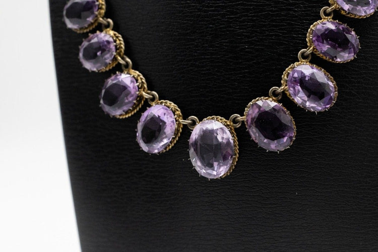 Collier Collier rivière ancien avec améthystes ovales facettées en argent doré 58 Facettes 11718