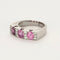 Bague 56 Bague jonc or blanc, saphirs roses et diamants 58 Facettes GU177