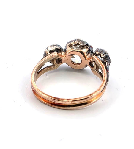 Bague 54 Bague en or rose et argent sertie de diamants Old Mine de 2,95 ct 58 Facettes