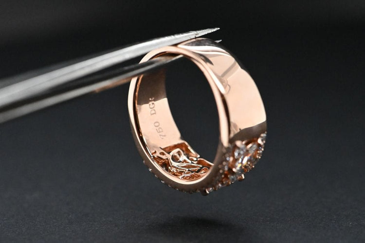 Bague 55 Bague En Or Rose et Diamants 58 Facettes