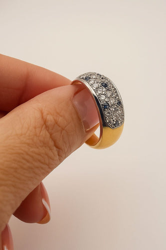 Bague 54 Bague bicolore en or jaune et blanc avec saphirs et diamants 58 Facettes 50316