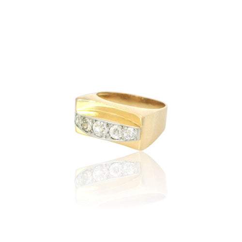 Bague 50 Bague tank or jaune diamants 58 Facettes