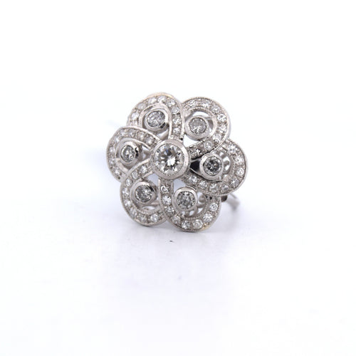 Bague 51 Bague Art Déco en platine avec diamants 58 Facettes