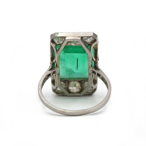 Bague 53 Bague art déco - émeraude colombienne 7.99 carat sur or et platine 58 Facettes 1204