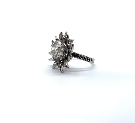 Prsten Solitér z bílého zlata 18k a přírodního diamantu 3,30 karátu 