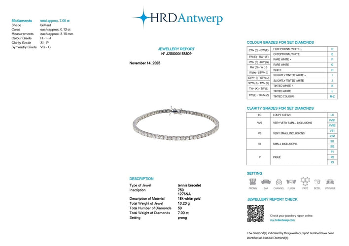 Bracelet Bracciale en or blanc 18 carats et diamants 7.00 ct 58 Facettes