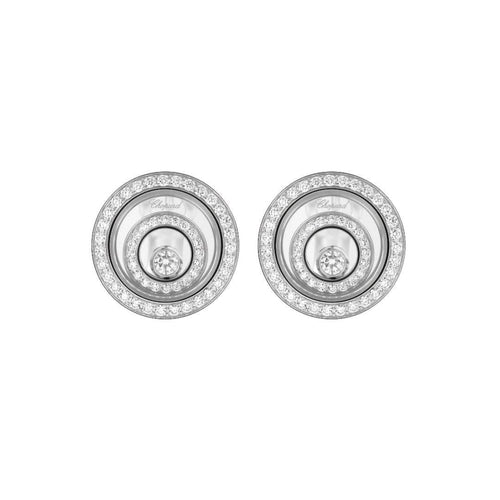 Boucles d'oreilles CHOPARD - Boucles d'oreilles Happy Diamonds or blanc diamants 58 Facettes