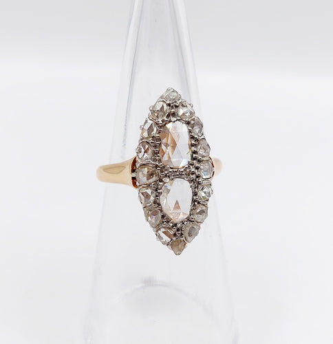 Bague 50 Bague marquise antique or rose 18k et diamants taille roses (circa 1900) 58 Facettes A06286