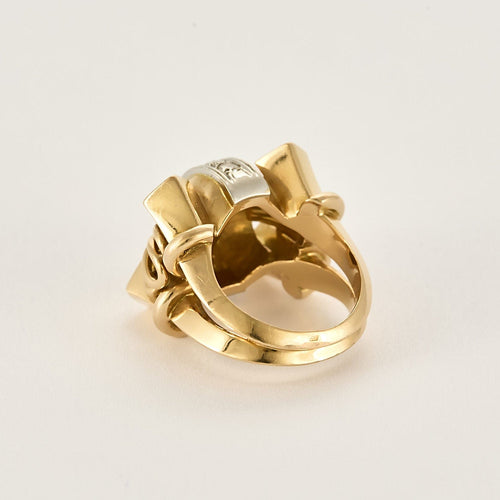 Bague 51 Bague Tank en or rose, platine et diamants 58 Facettes GU001